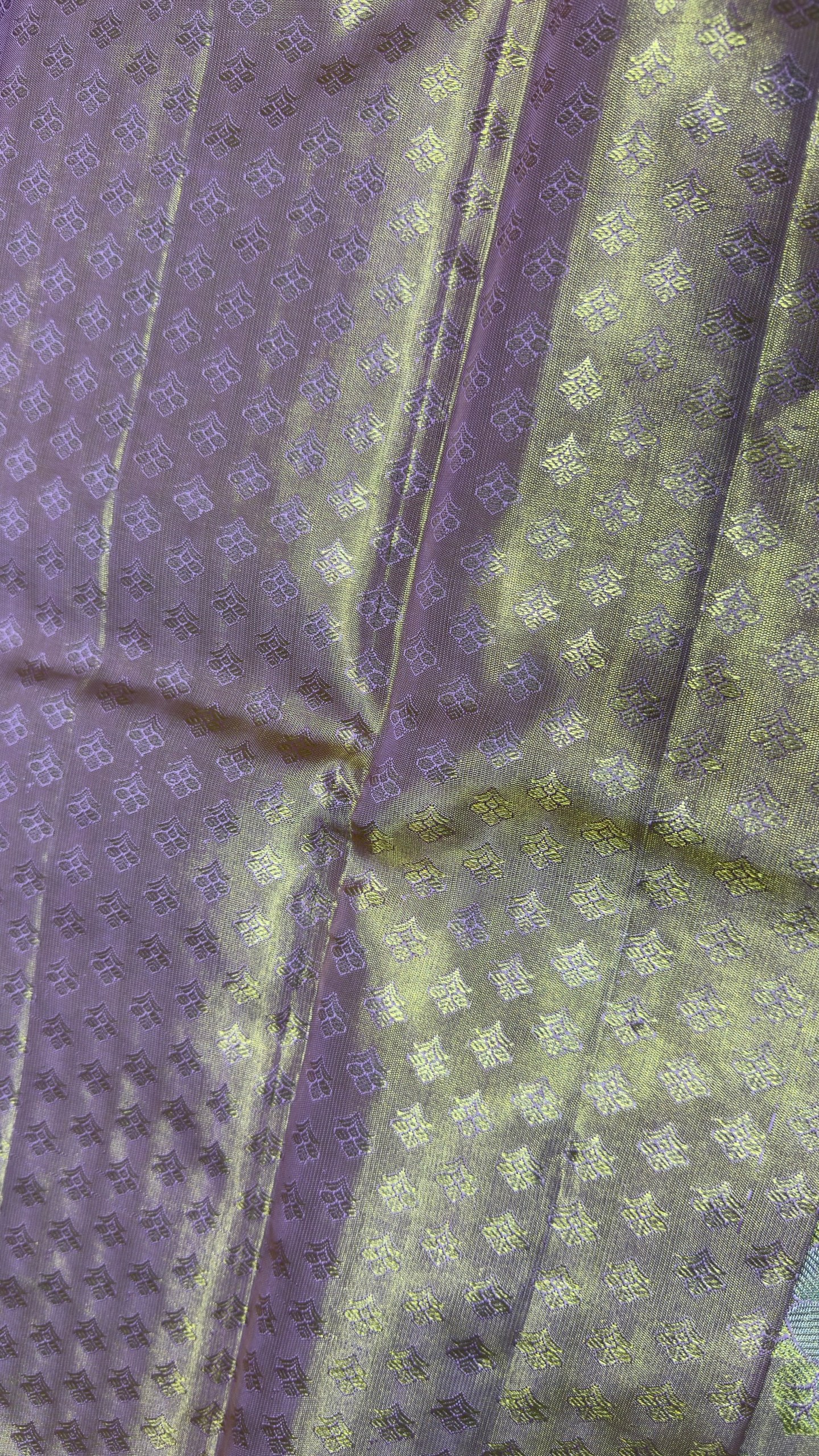 Pure Kanjivaram Silk Saree – Mauve Gold Sage Floral view 7 - Rangam Saradha Silks