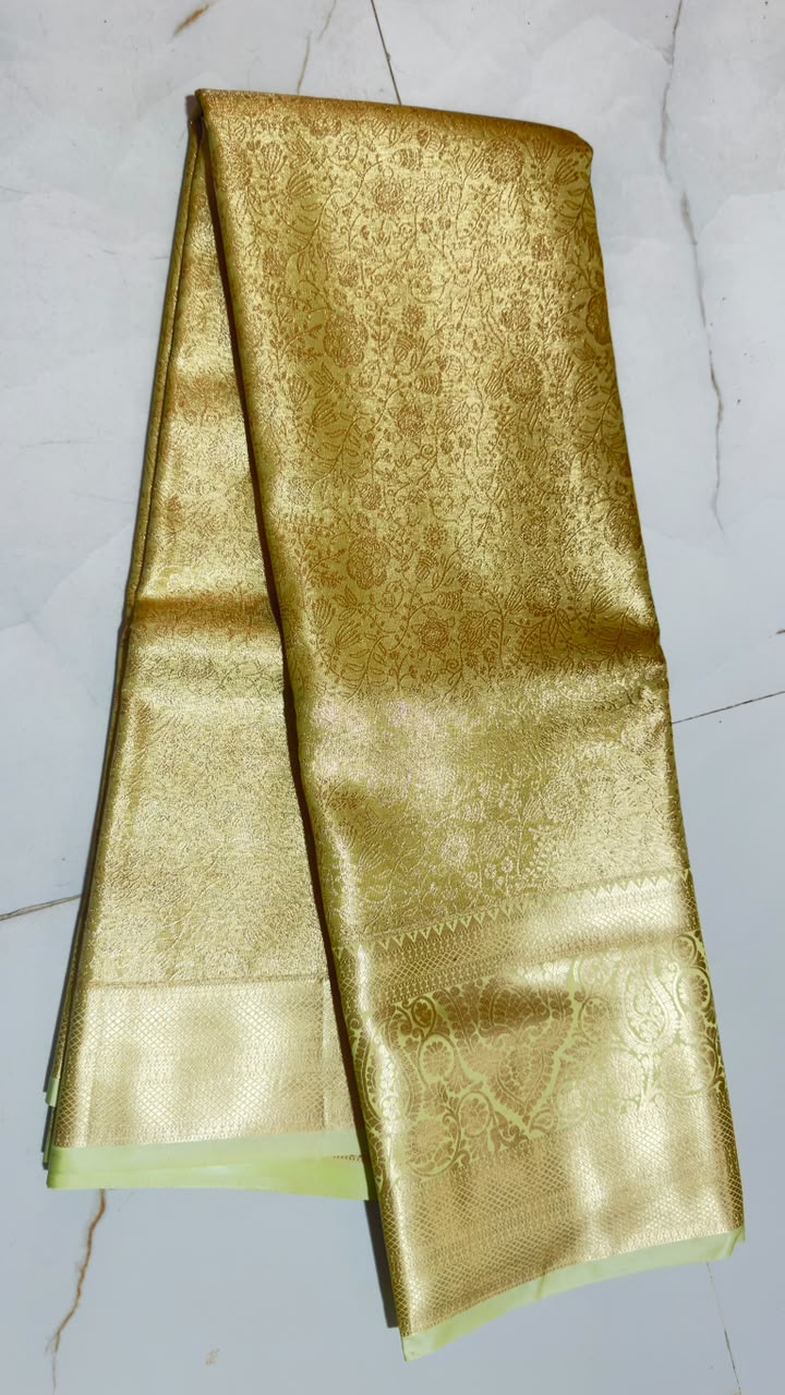 Antique Gold Floral Garden Kanchi Silk Saree view 1 - Rangam Saradha Silks