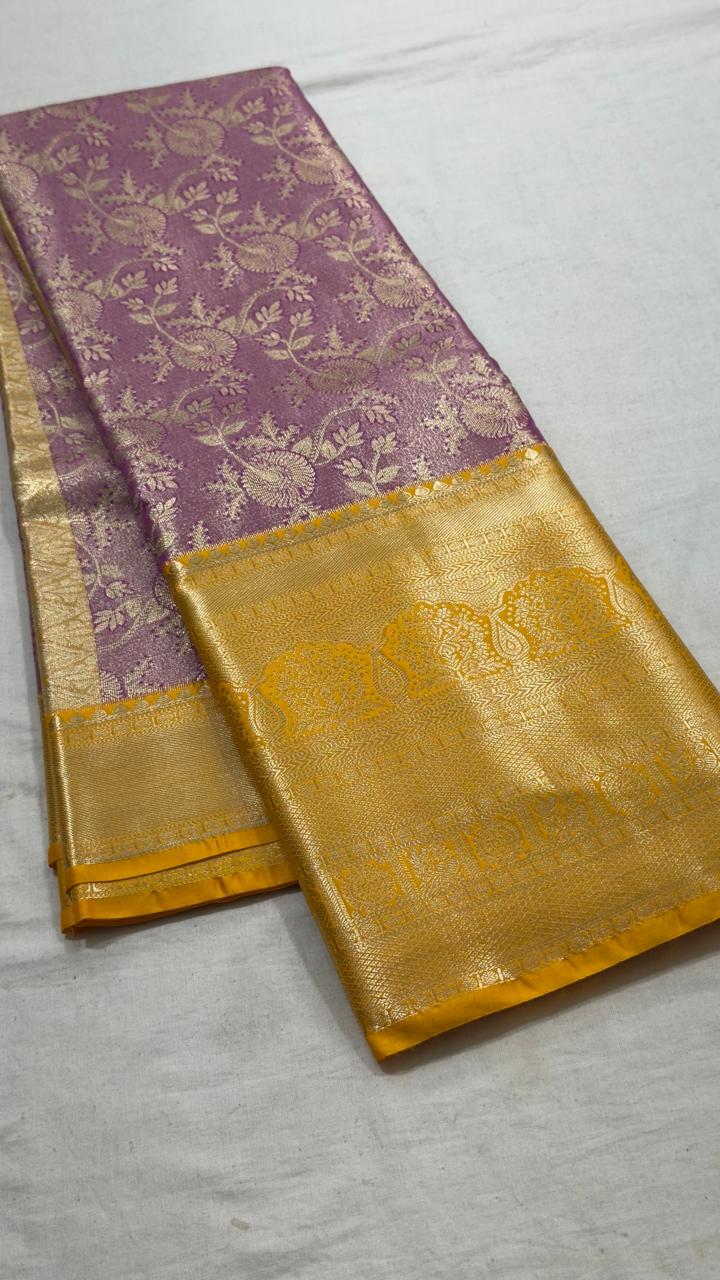 Mauve Paisley Golden Radiance Kanjivaram Silk Saree view 1 - Rangam Saradha Silks