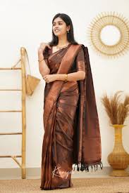 Brown silk saree