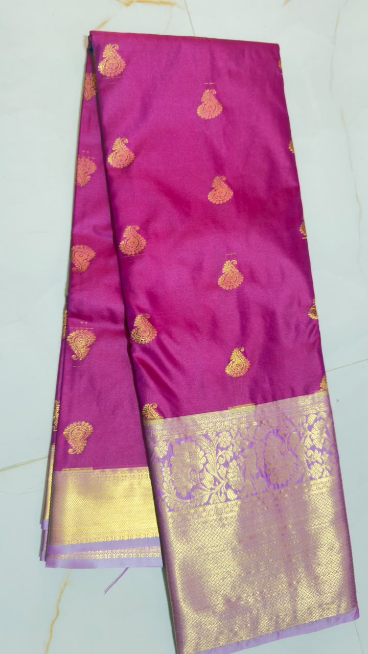Magenta Paisley Butta Kanchi Silk Saree view 1 - Rangam Saradha Silks