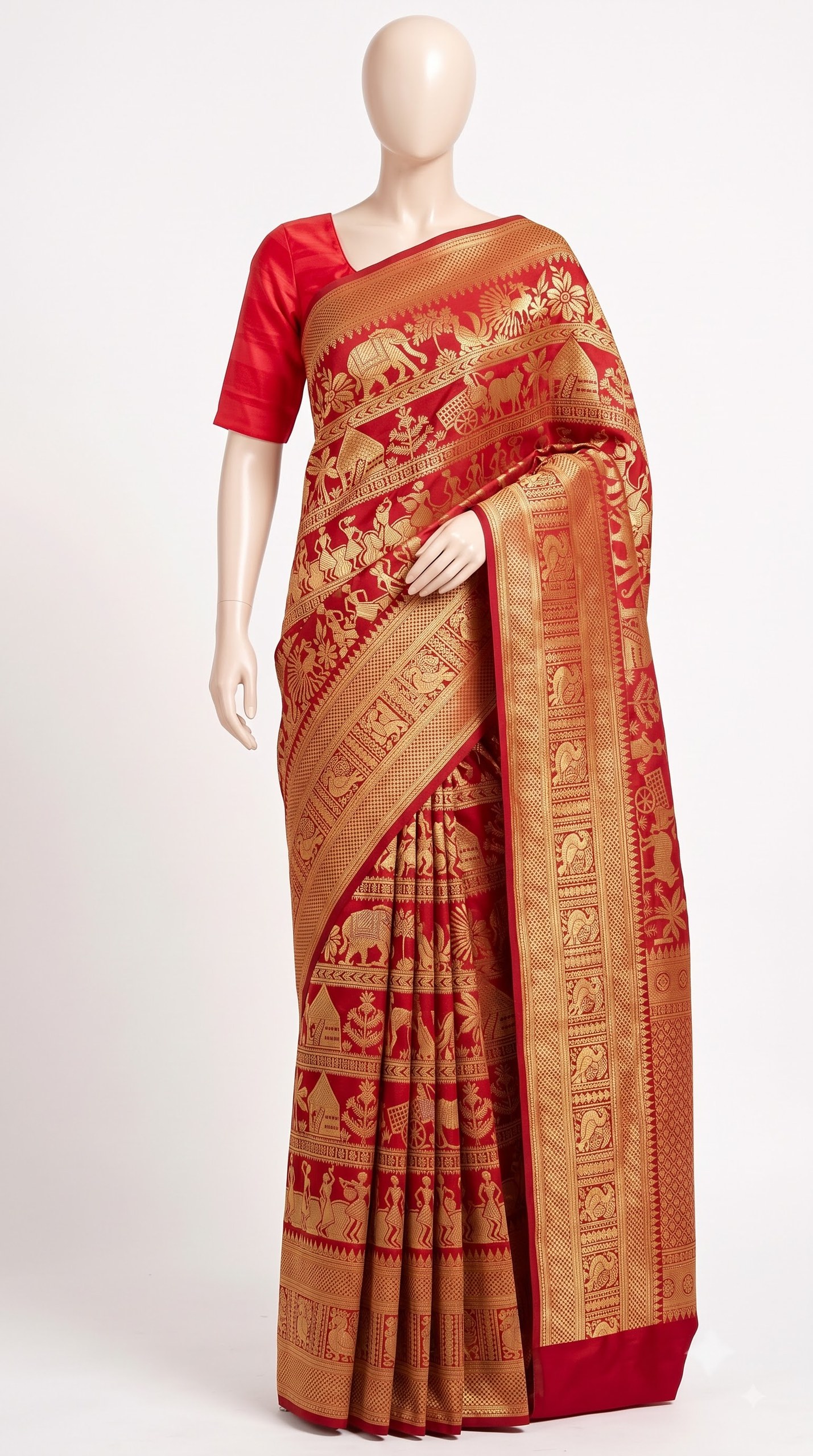 Kanjivaram Red & Gold Zari Silk Saree