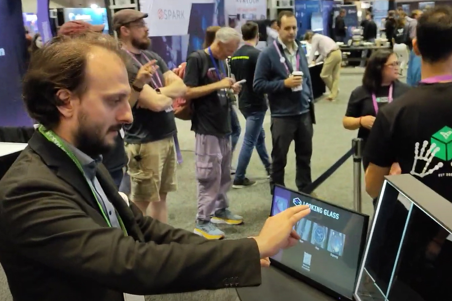 Doing Minority Report moves with Ultraleap controller @ AWE 2023