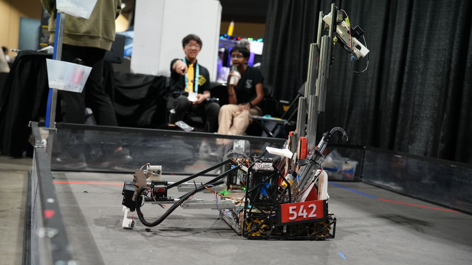 Student-built competition robot operating in an arena