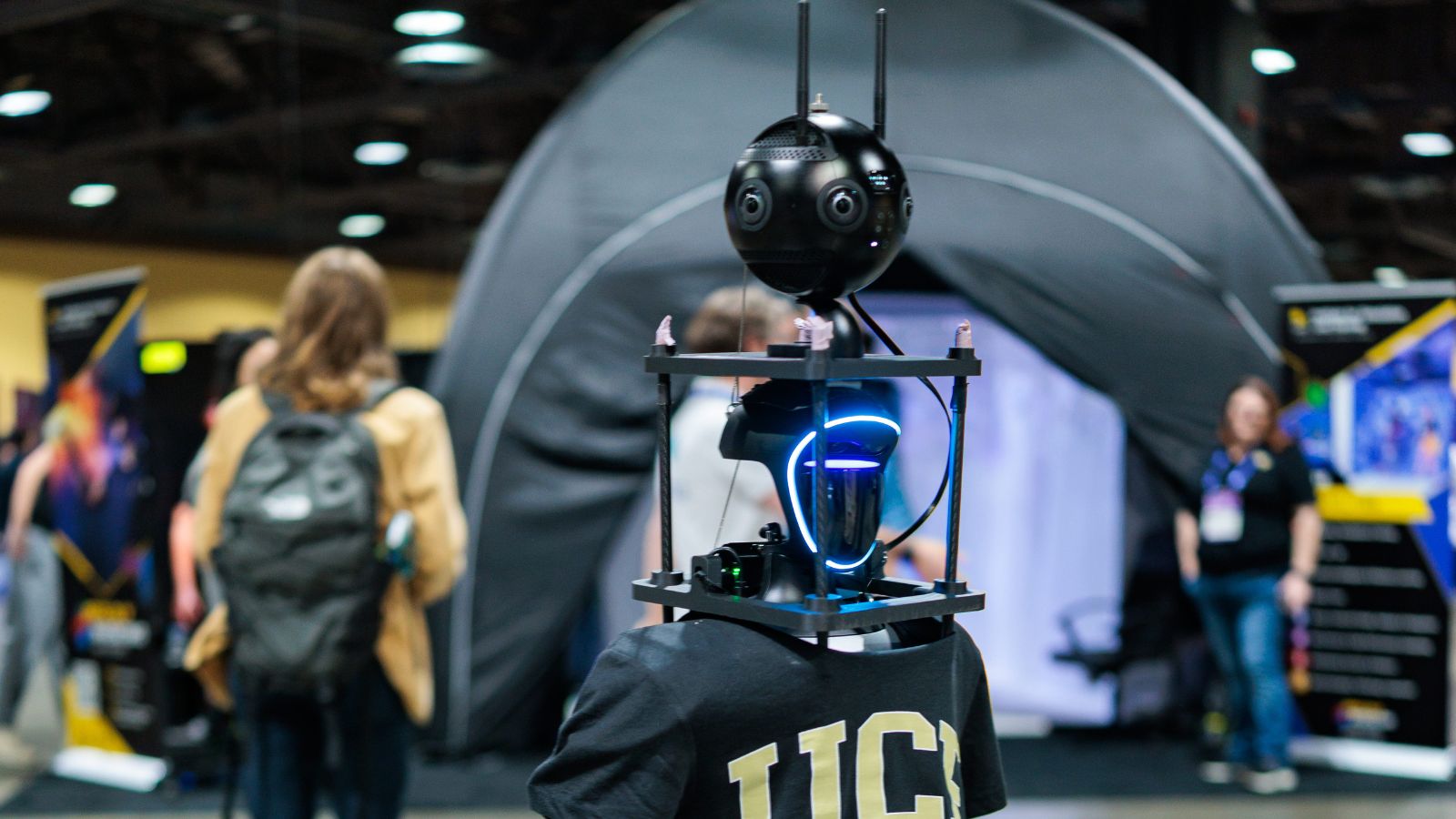 Mobile service robot with a panoramic camera at the expo