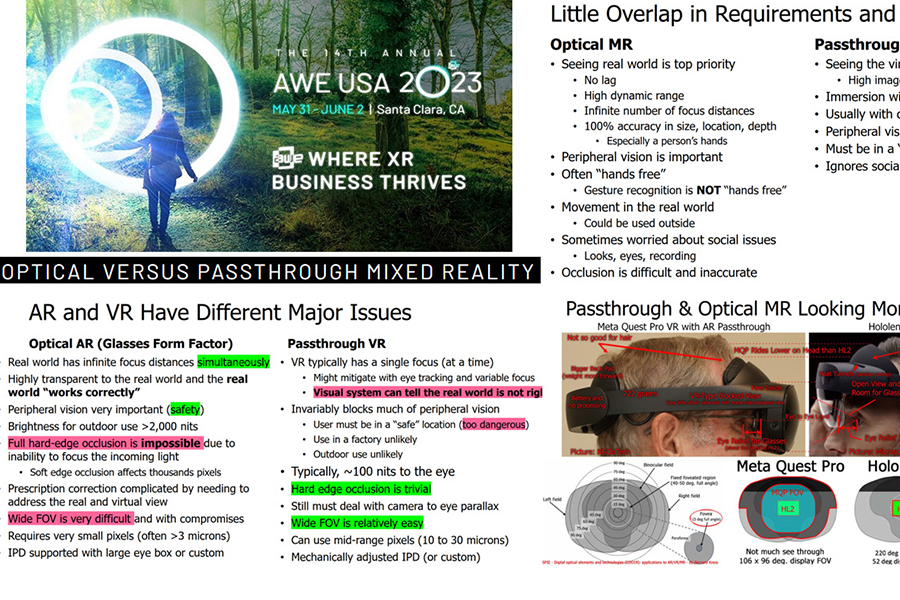 Slides From Presentation at AWE 2023 on Optical versus Passthrough MR