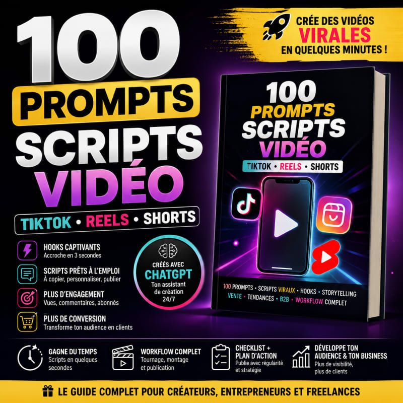 100 Prompts Scripts Vidéo TikTok/Reels