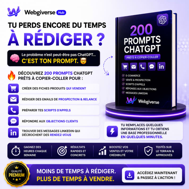 Accédez aux 200 Prompts ChatGPT pour E-commerce, Vente et Prospection
