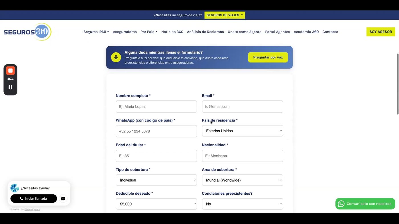 Solicitud autollenada de Seguros360