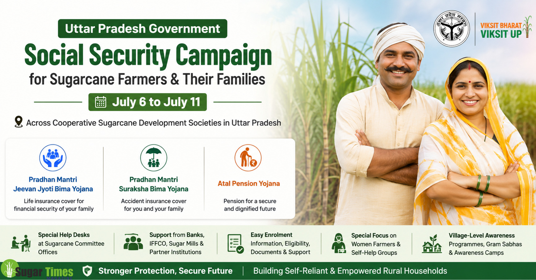 Uttar Pradesh Launches Social Security Campaign for Sugarcane Farmers