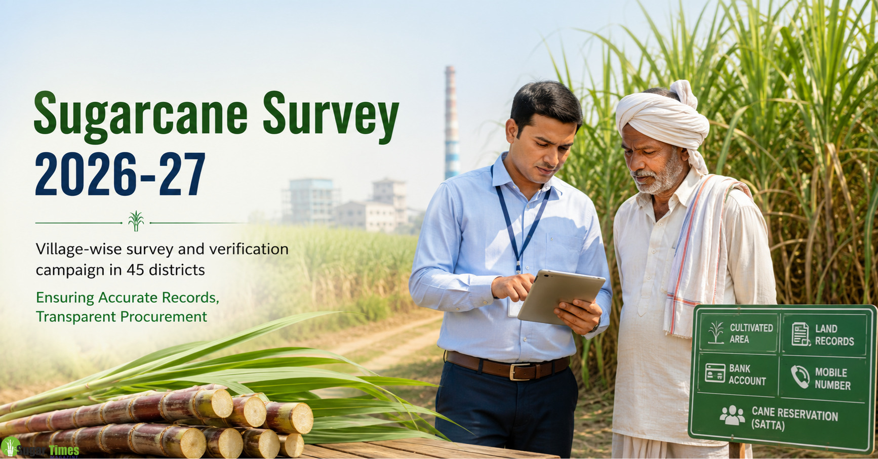 UP Sugarcane Survey 2026: Village-Wise Cane Survey Begins in 45 Districts, Farmers Can Verify Records Till August 30