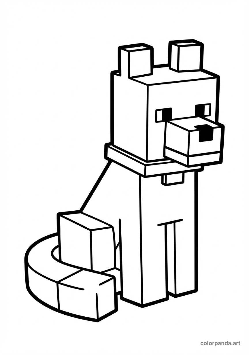 Cute Minecraft Tamed Wolf Coloring Page