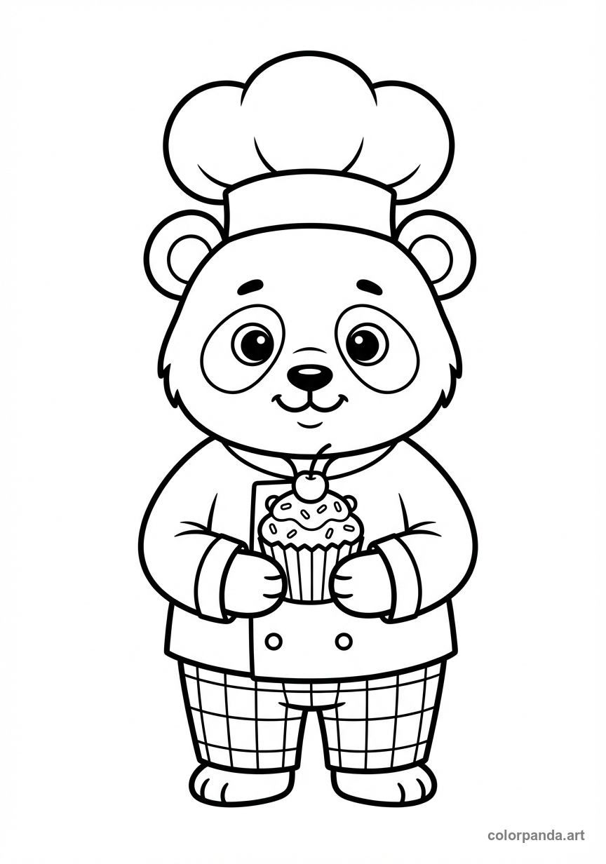 Cute Baby Panda Eating Bamboo Coloring Page
