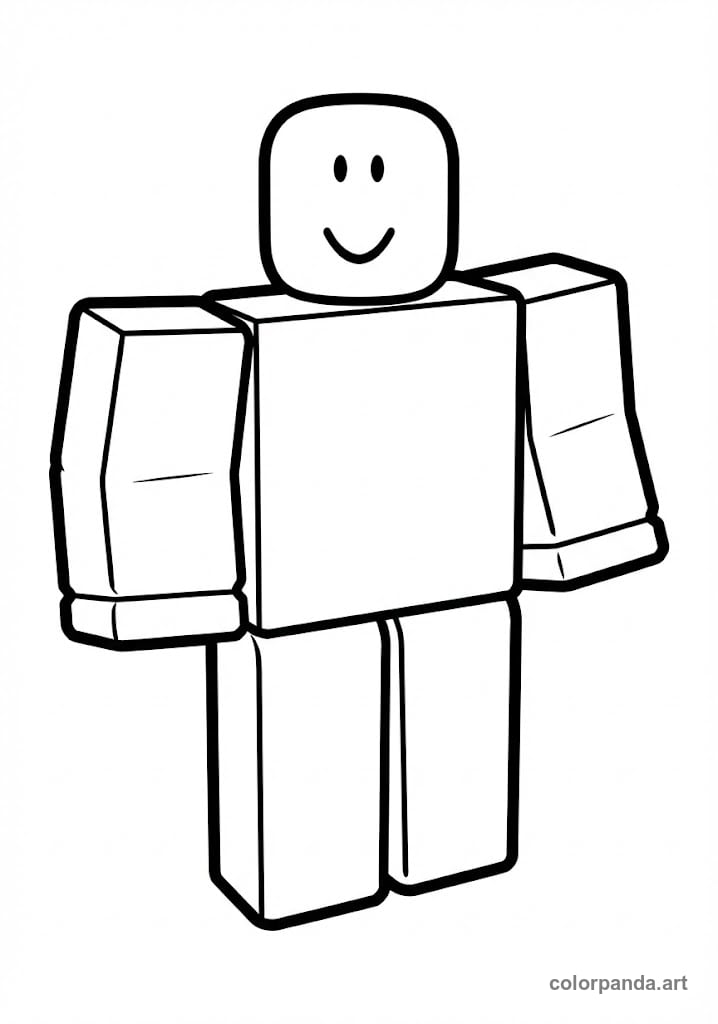 Classic Roblox Noob Coloring Page - Free Printable Video Game Art