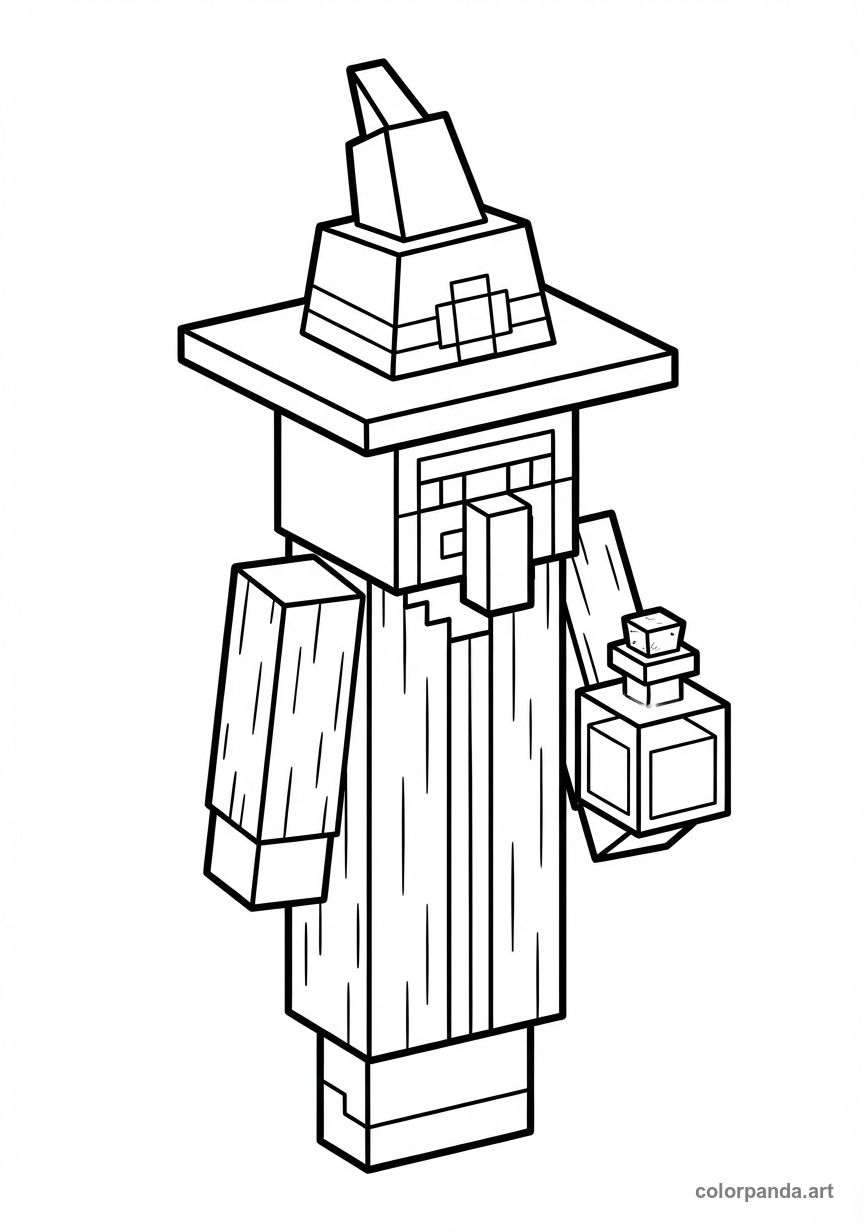 Minecraft Witch & Potion Coloring Page