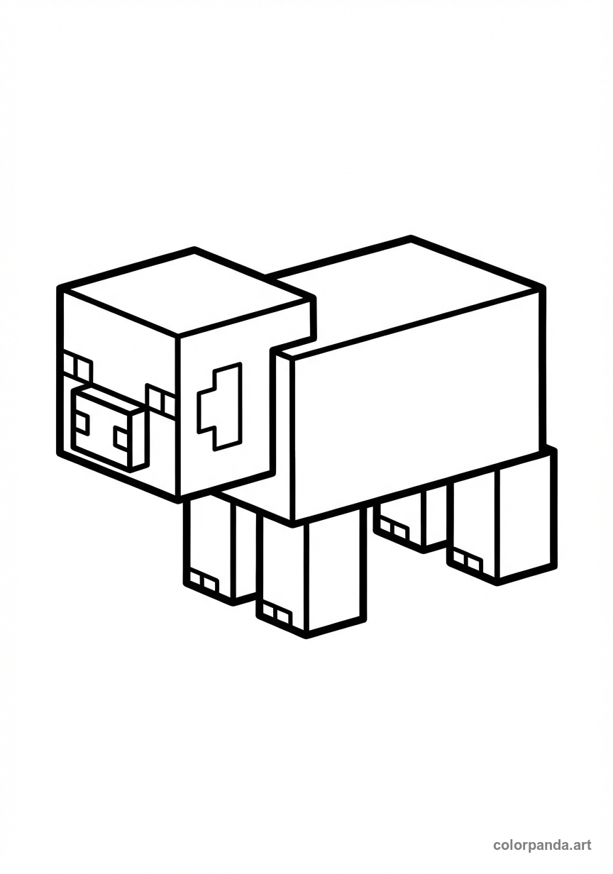 Cute Minecraft Pig Coloring Page