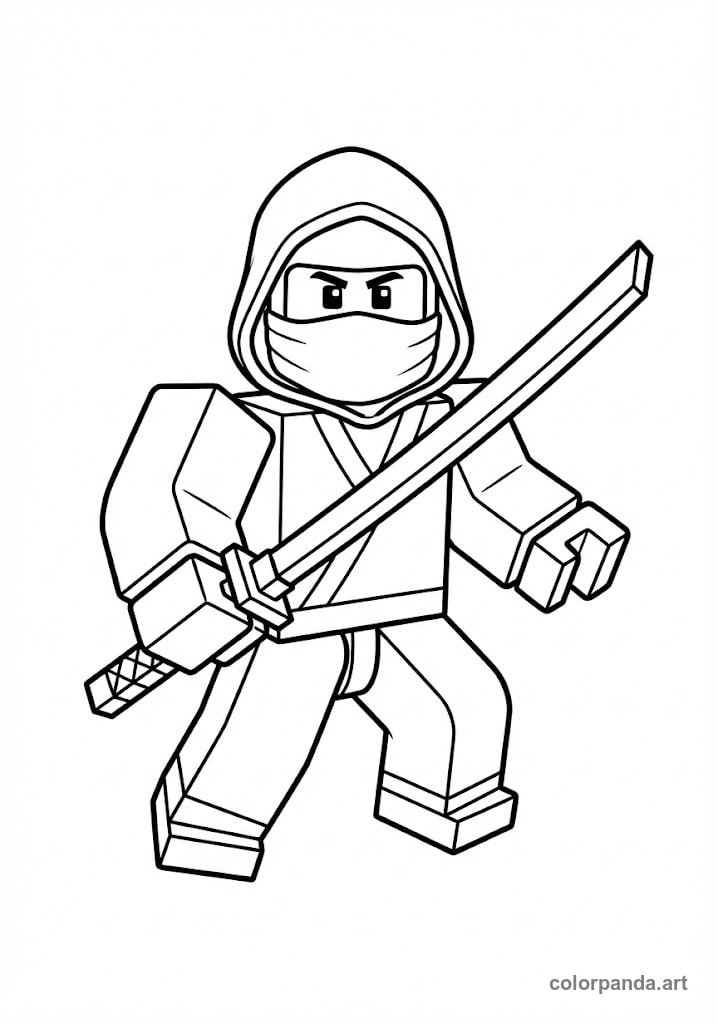 Roblox Ninja Avatar Coloring Page - Free Printable Video Game Art with Katana