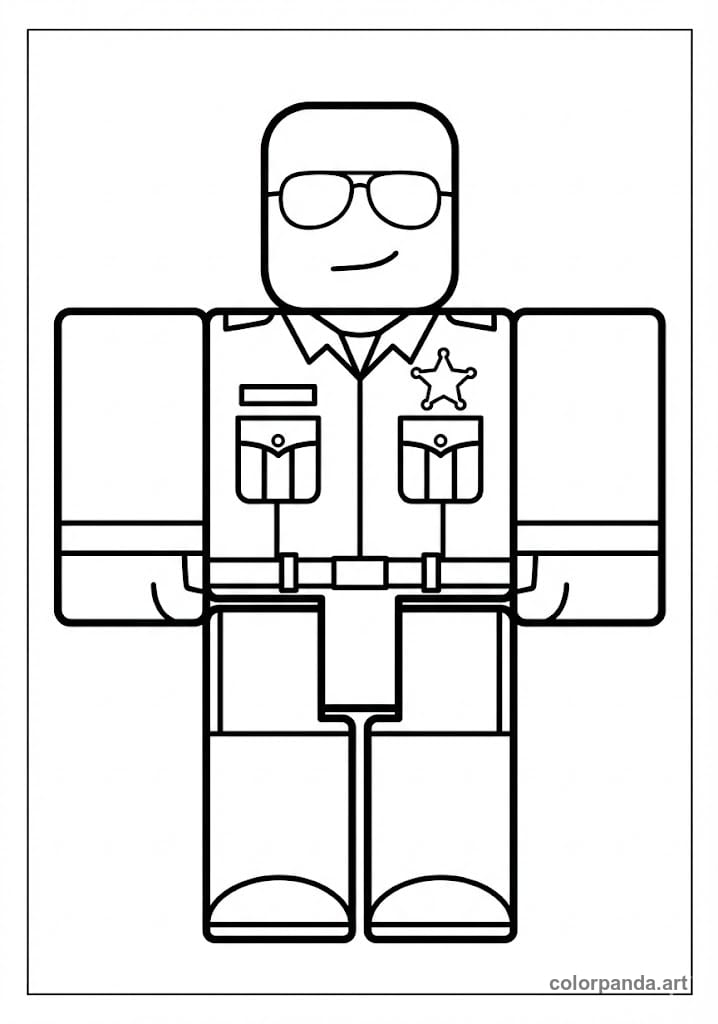 Roblox Police Officer Coloring Page - Free Printable Video Game Art