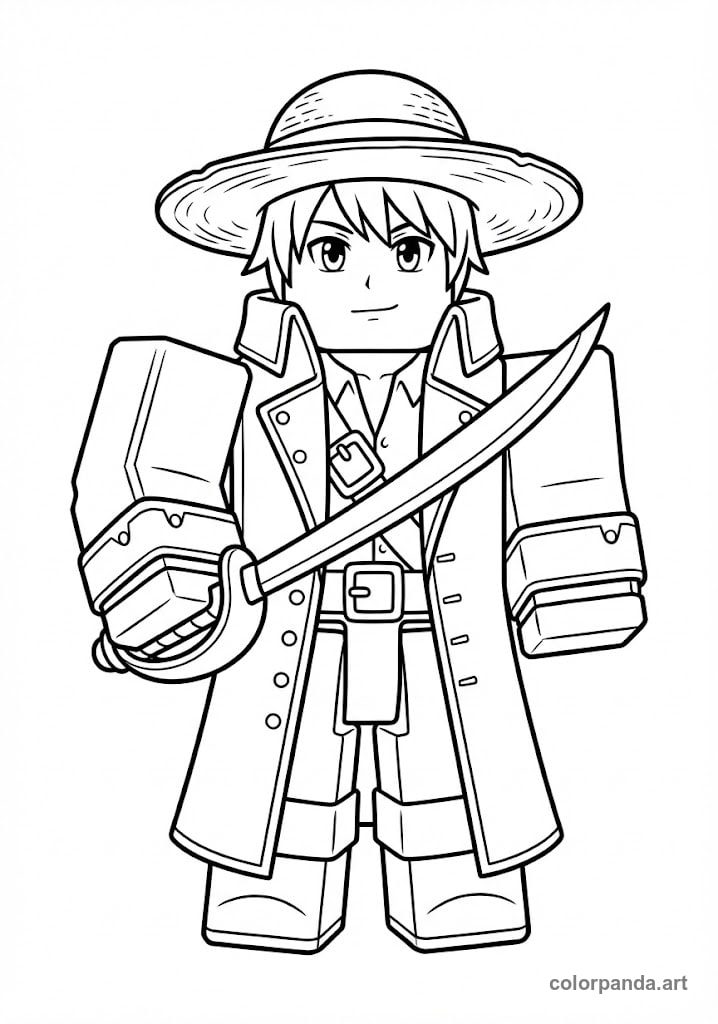 Roblox Blox Fruits Pirate Character - Printable Coloring Page