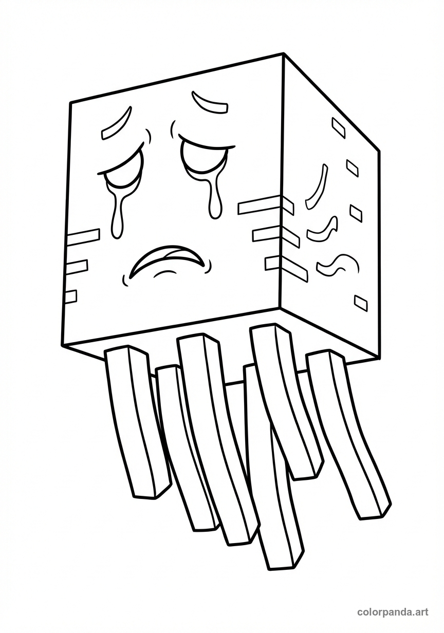 Sad Ghast: Minecraft Nether Coloring Page