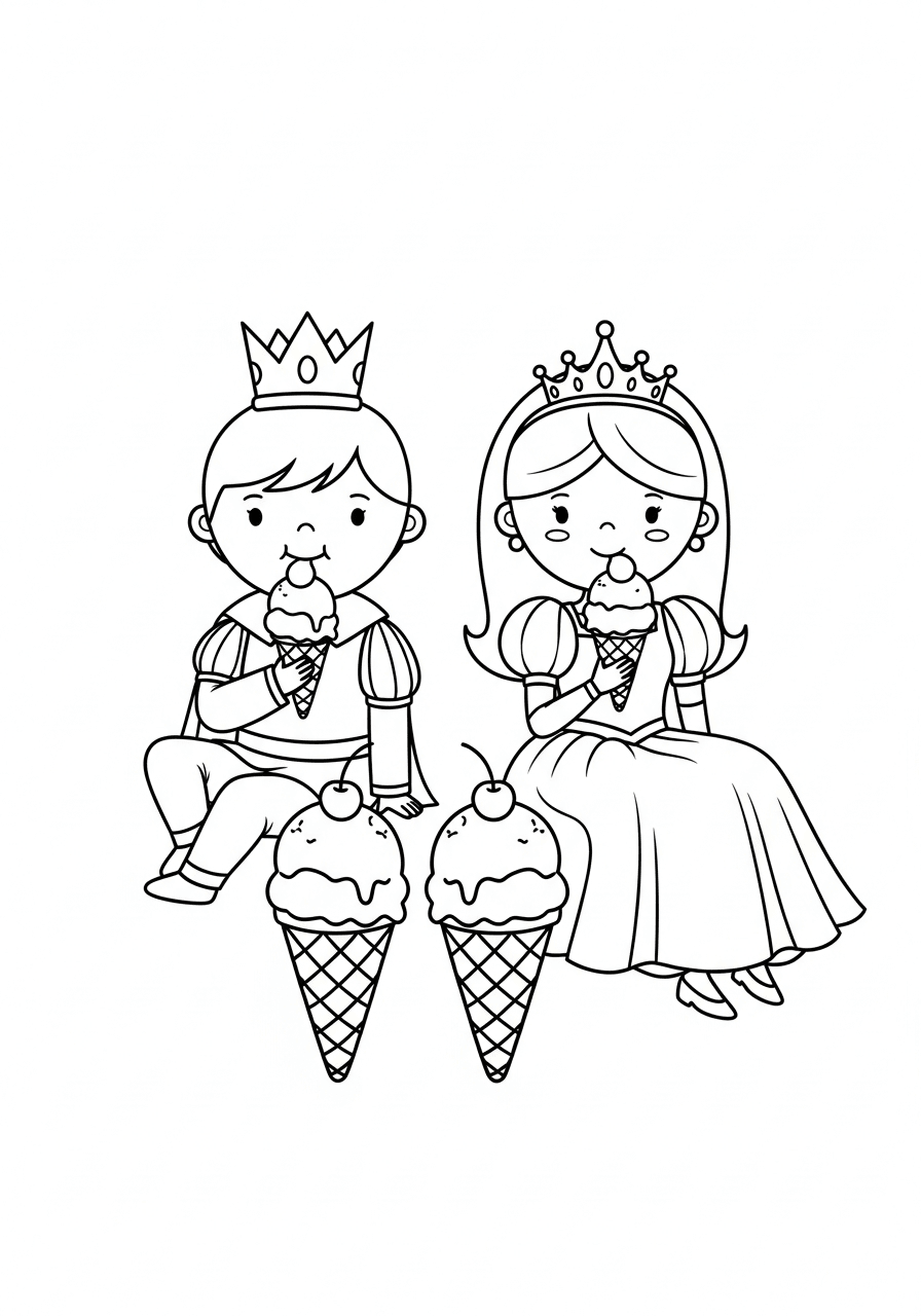 Un prince et une princesse mangent de la glace
