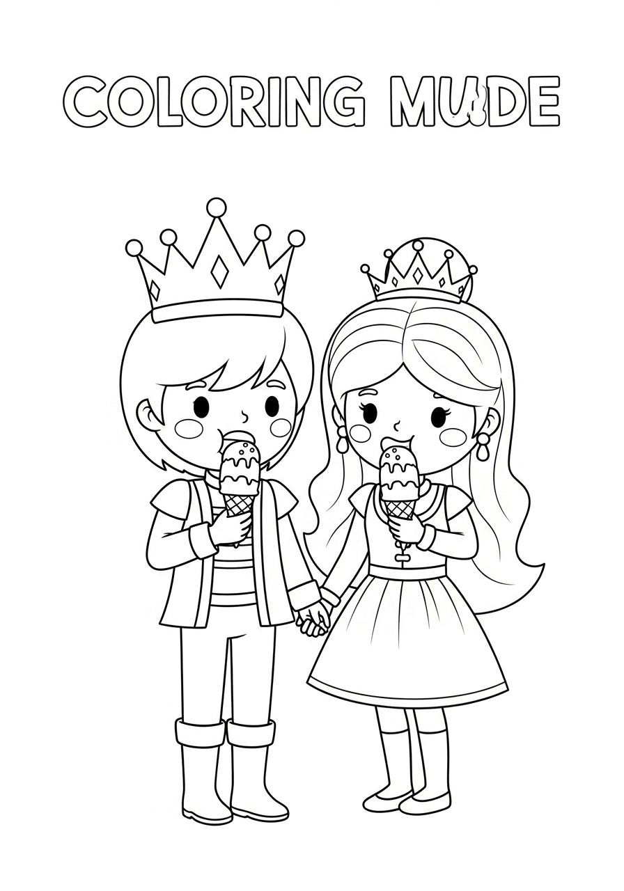 A prince and princess eat ice cream