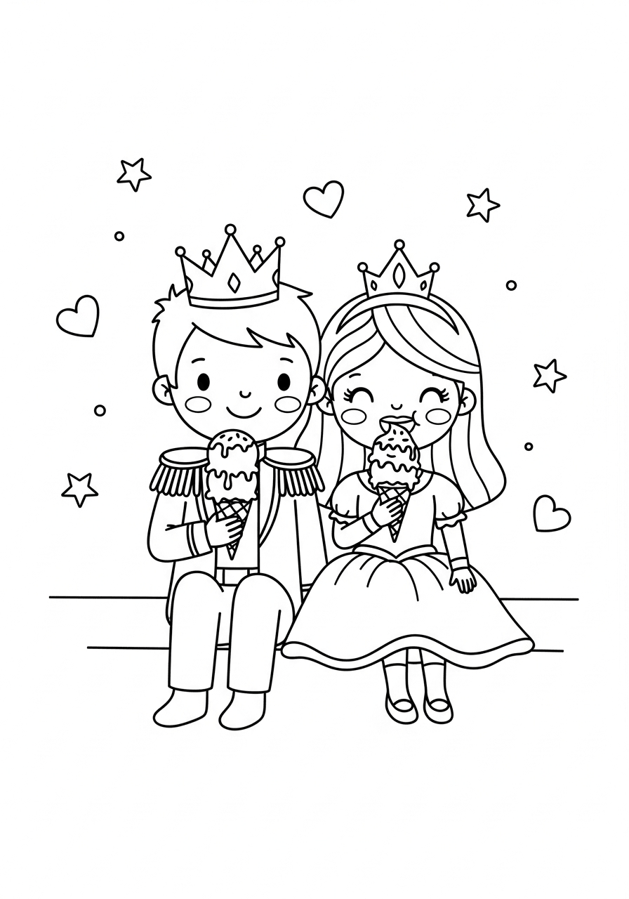 Un prince et une princesse mangent de la glace