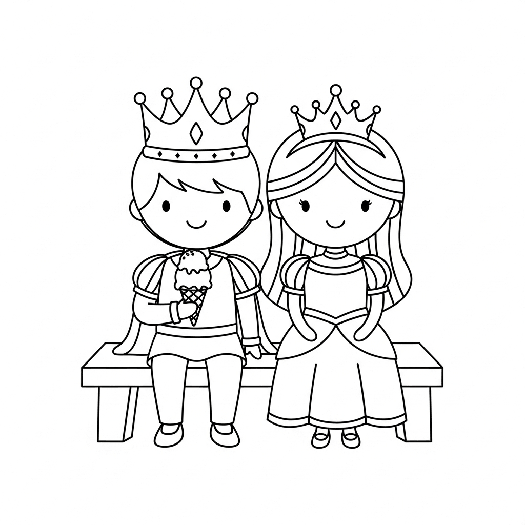 Un prince et une princesse mangent de la glace