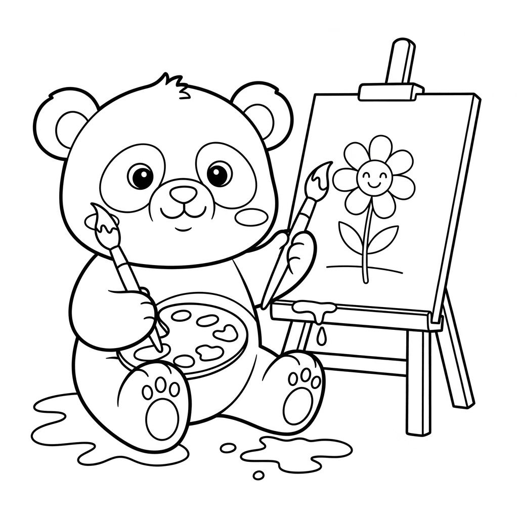 A panda about to paint