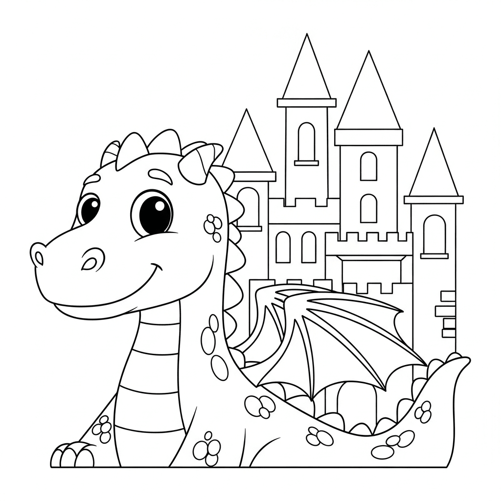 A castle with a dragon