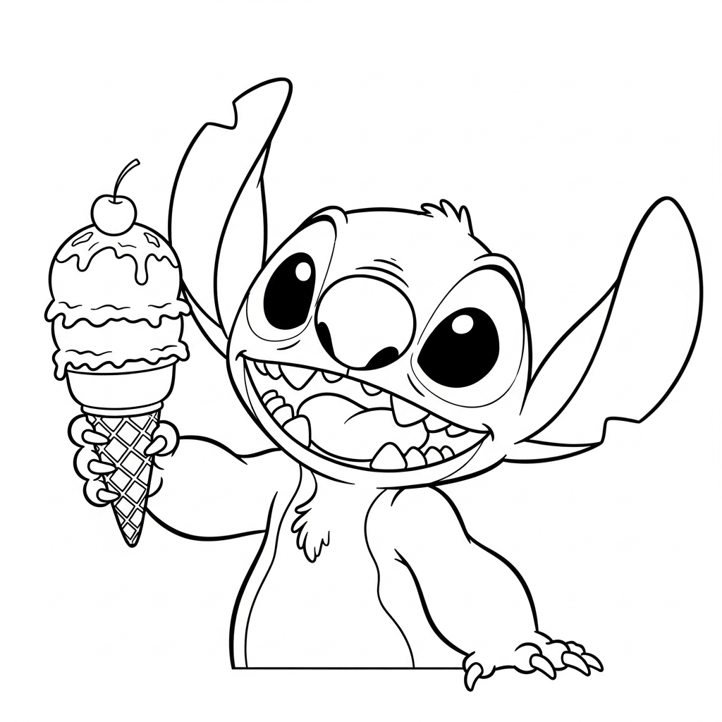 Stitch holding an ice cream