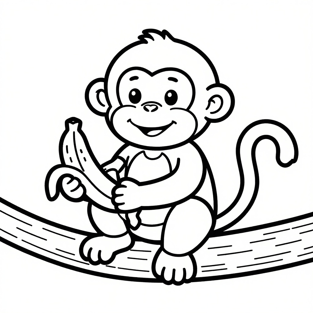 Cheerful Monkey & Banana Vine