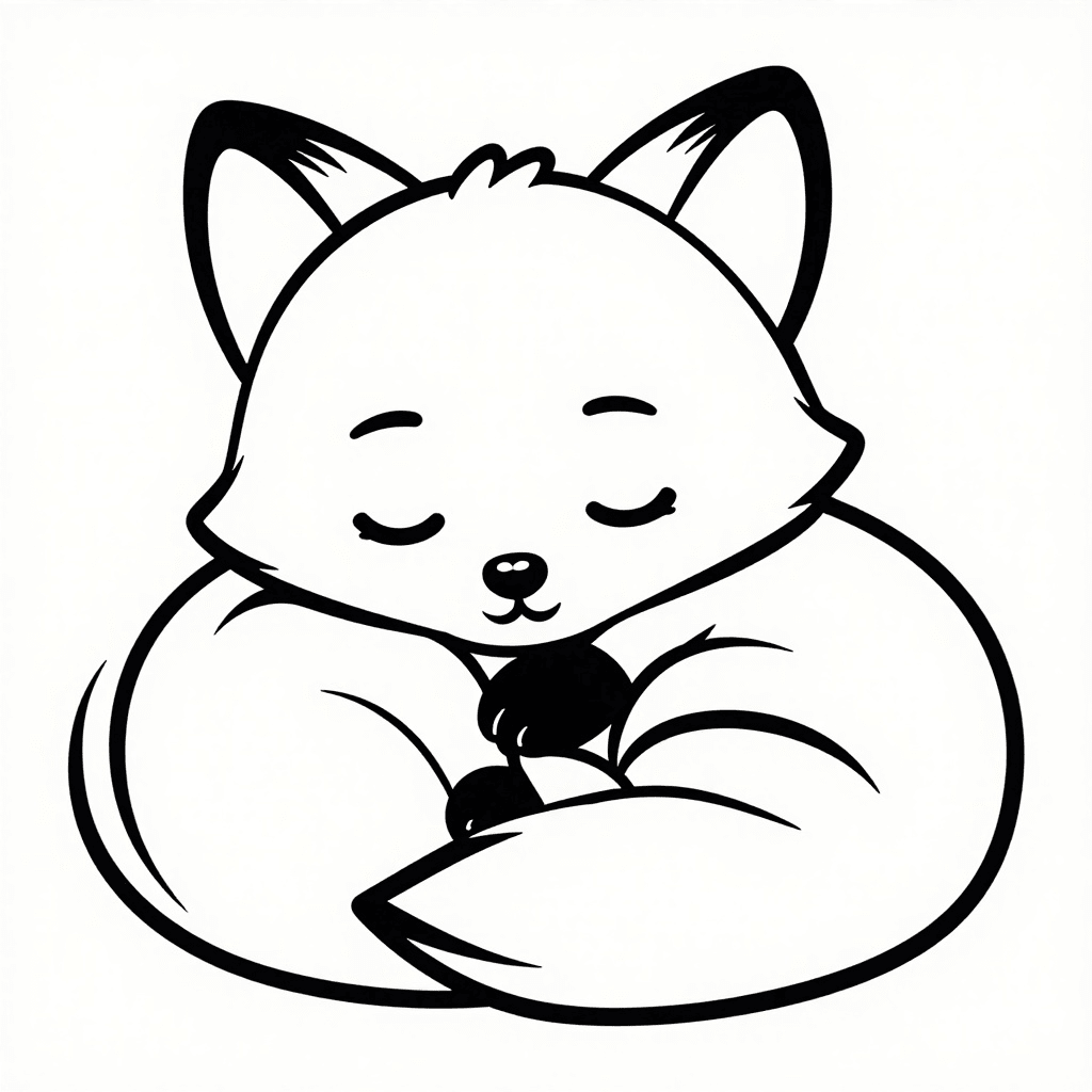 Sweet Baby Fox Dreamer Coloring Page