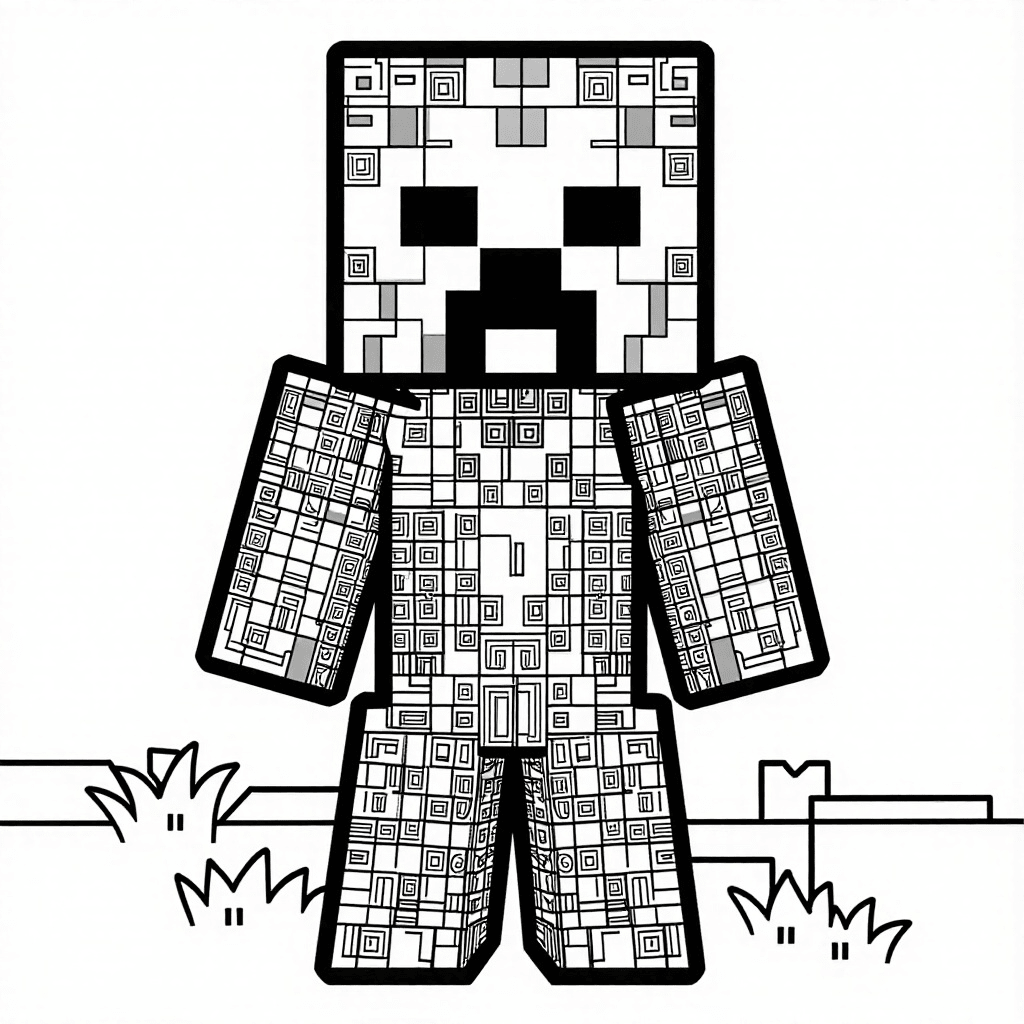 Epic Blocky Creeper Art Coloring Page