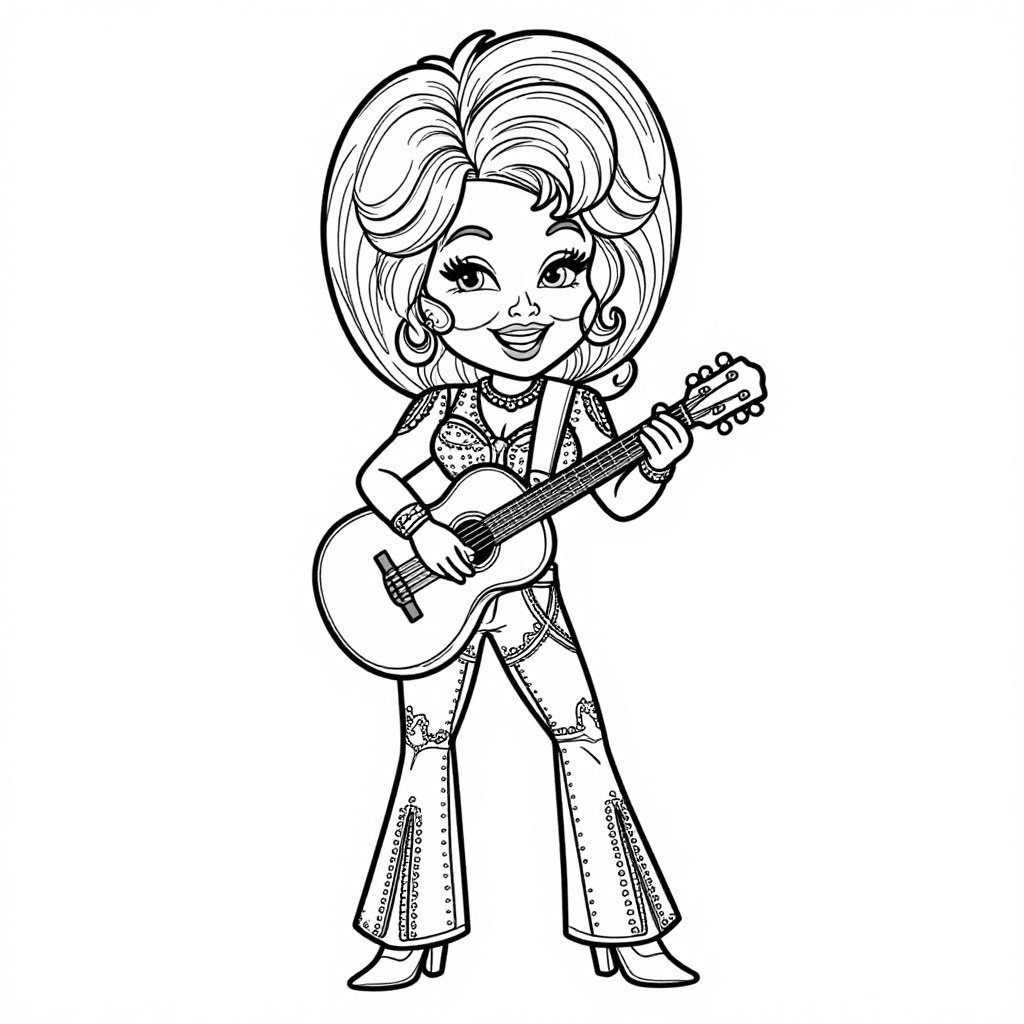 Glamorous Country Star Coloring Page