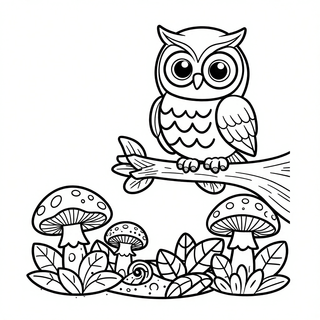 Curious Owl's Whimsical Forest Coloring