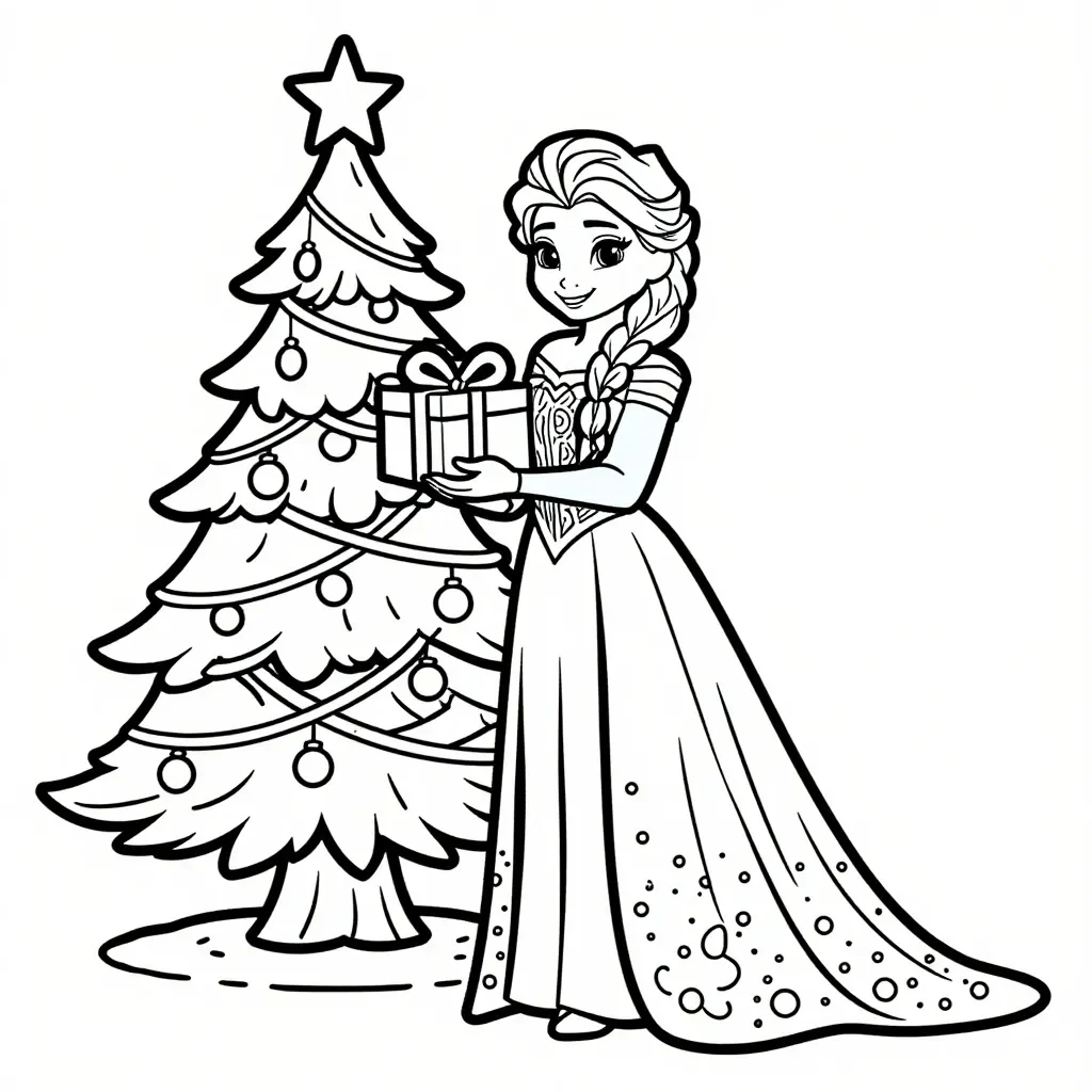 Elsa's Festive Christmas Gift Coloring Fun