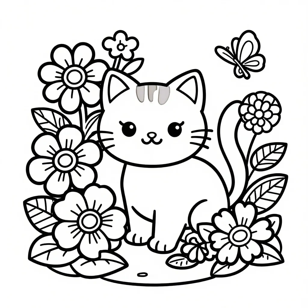 Whimsical Kitten & Butterfly Garden Fun