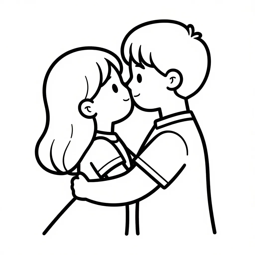 Ljuvlig Barnkyss Målarbild