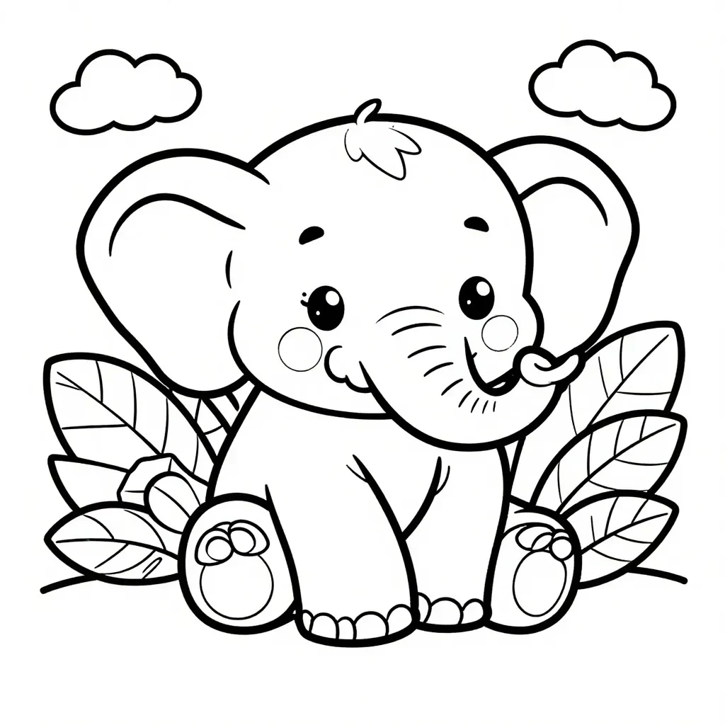 Niedliches Elefantenbaby Malspaß