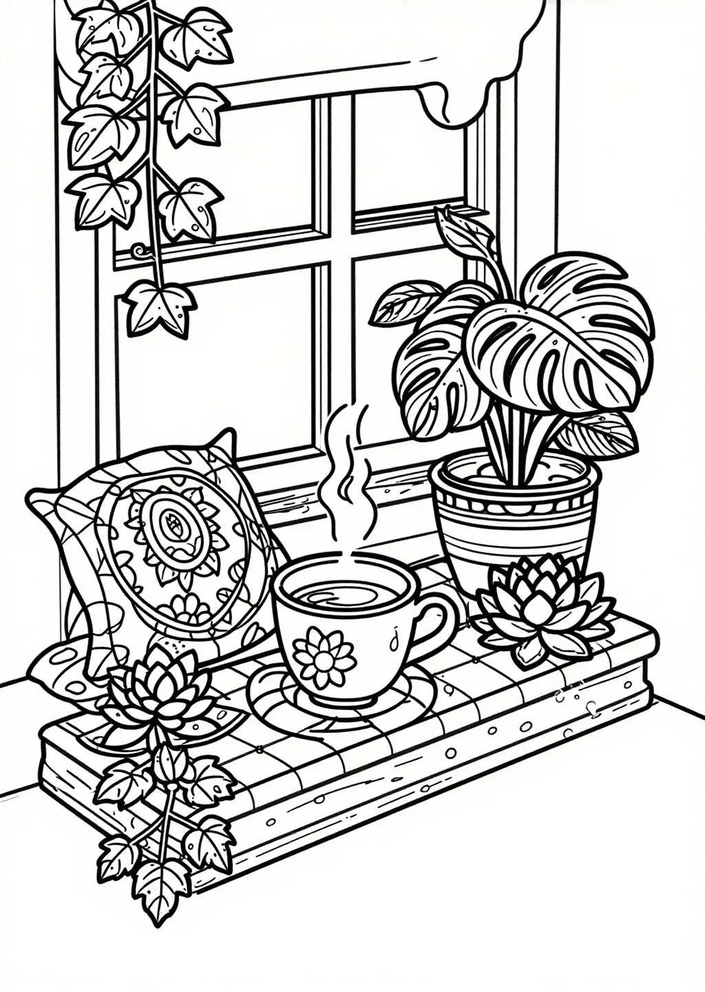 Coin Fenêtre Cosy, Thé et Plantes