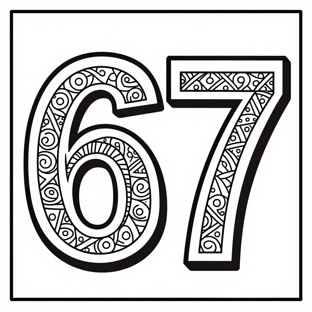Zentangle '67' Art Coloring Page