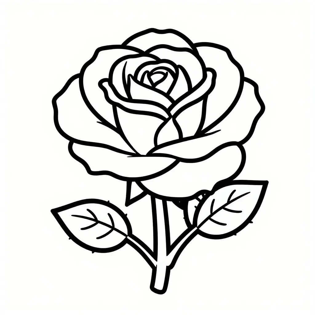 Elegant Rose Bloom Coloring Page