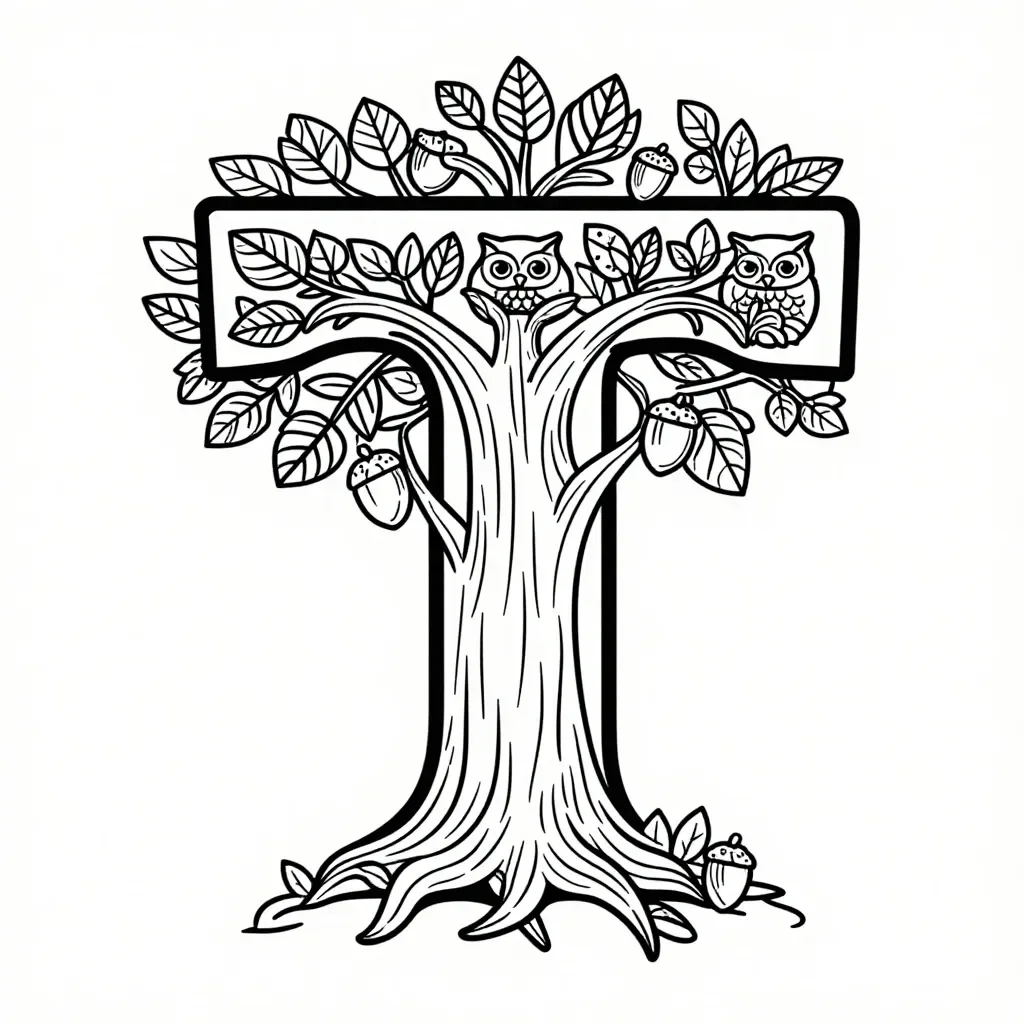 Majestätiskt Träd-T: Natur Alfabet Konst