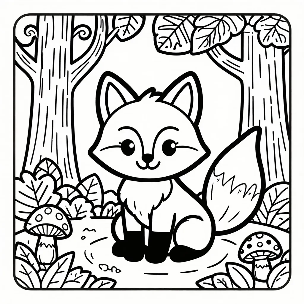 Renard Ludique Forêt Fantaisie Coloriage