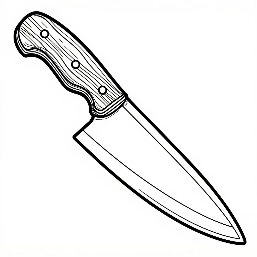 Couteau de Cuisine Rustique à Colorier