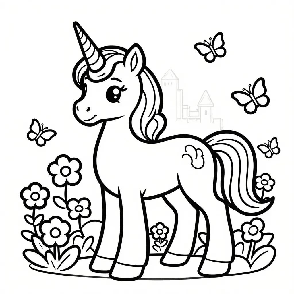 Unicornio Majestuoso en Campo de Flores