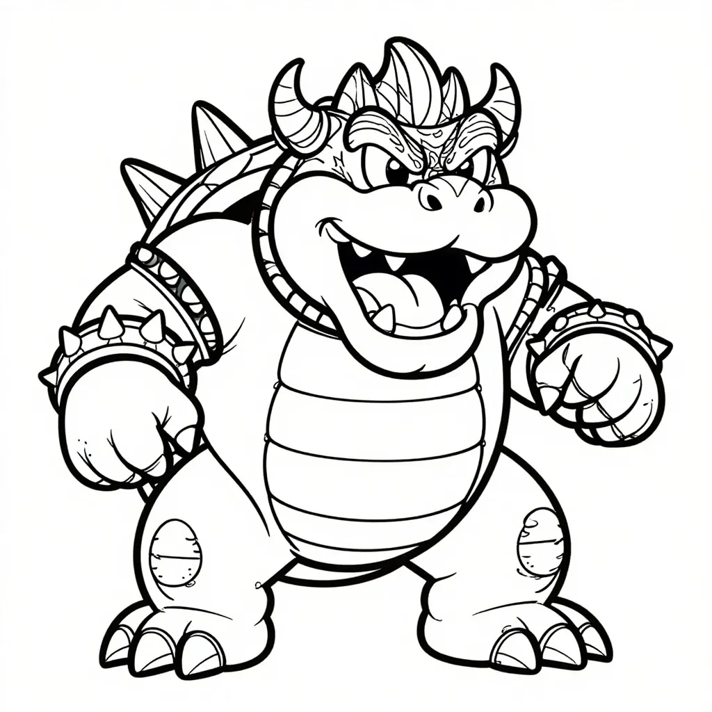 Mächtiger Bowser brüllt: Malvorlage Spaß