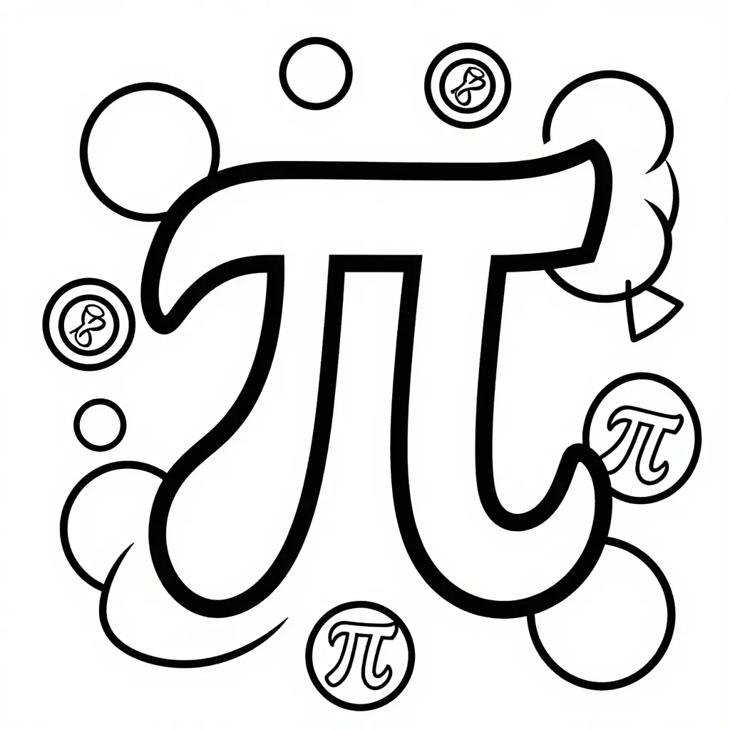Bold Pi & Geometric Digits Coloring Fun