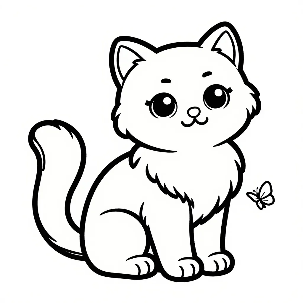 Flausche Kätzchen Staunt Über Schmetterling